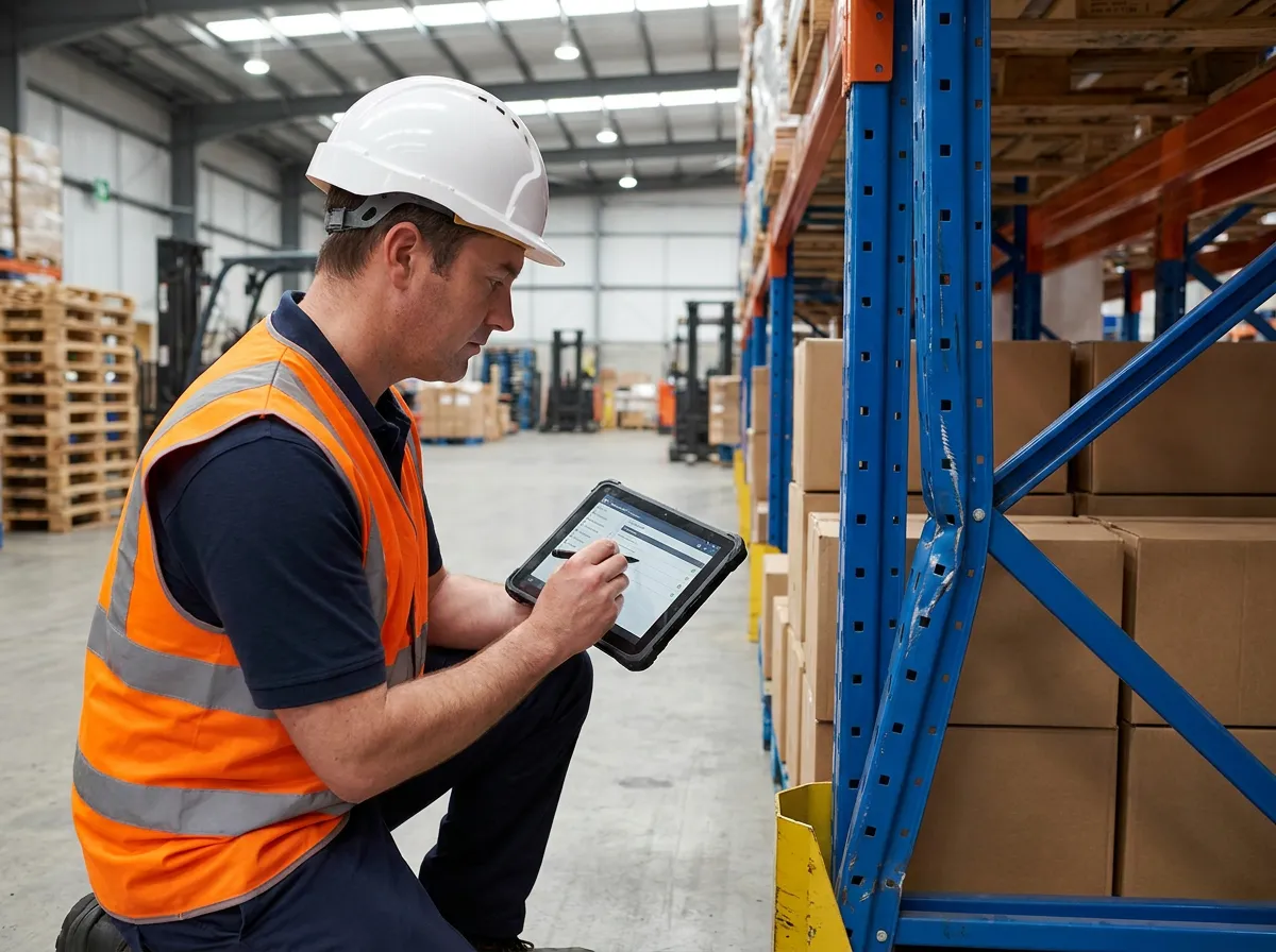 Técnico de Permar realizando una inspección EN 15635 con tablet